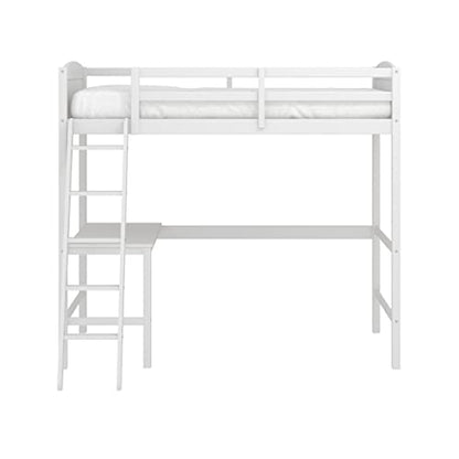 Hillsdale Twin Loft Bed with Desk, White