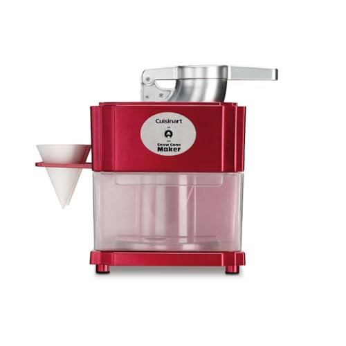 Cuisinart Snow Cone Machine - Makes 5 Icy Cones for Slushies & Frozen Drinks - Includes Reusable & Paper Cones, Red, SCM-10P1