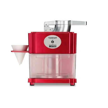 Cuisinart Snow Cone Machine - Makes 5 Icy Cones for Slushies & Frozen Drinks - Includes Reusable & Paper Cones, Red, SCM-10P1