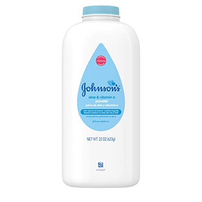 Johnson's Baby Powder, Pure Cornstarch, Aloe & Vitamin E, 22 Ounce (Pack of 3) - Packaging May Vary