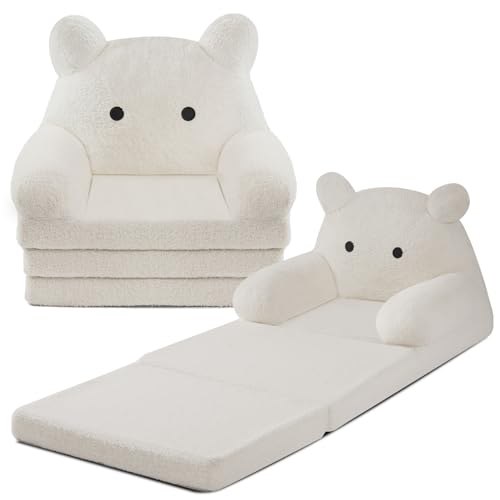 Foldable Sherpa Kids Sofa Tri-Fold Foam Couch