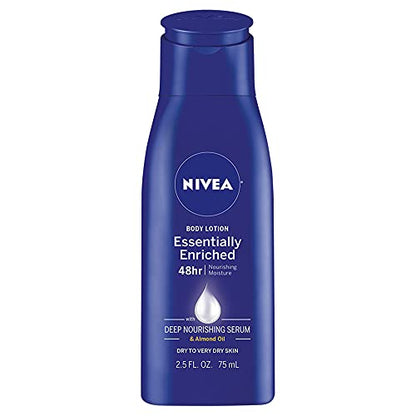 NIVEA Essentially Enriched Body Lotion, 48 Hour Moisture For Dry to Very Dry Skin, 2.5 Fl Oz