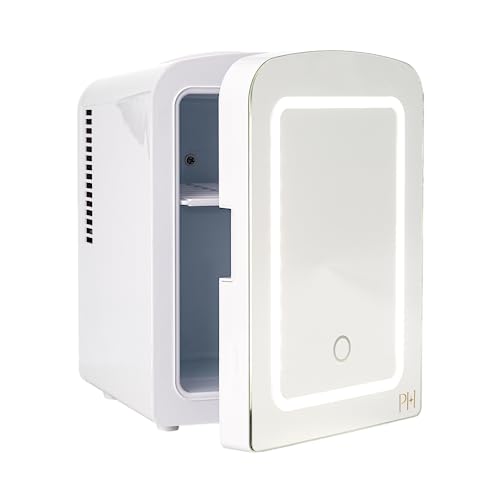 Paris Hilton Mini Refrigerator and Personal Beauty Fridge With Mirrored Door and Dimmable LED Light