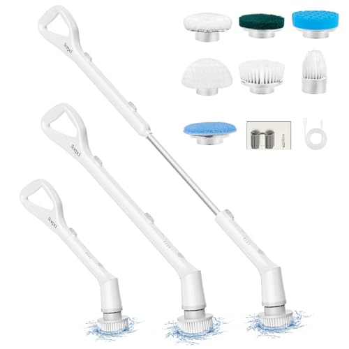 Electric Spin Scrubber, 7 Brush Heads, Cordless Power Cleaner