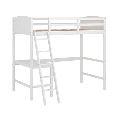 Hillsdale Twin Loft Bed with Desk, White