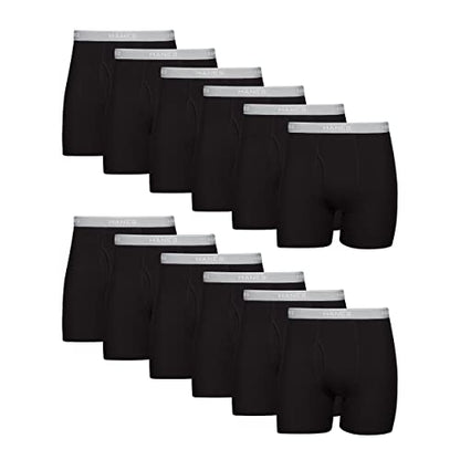 Hanes Men Hanes Boxer Briefs, Cool Dri Moisture-Wicking Underwear, Cotton No-Ride-up for Men, 12 Pack - Black