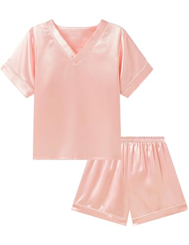 Silky Satin Short Sleeve Girls Pajama Set