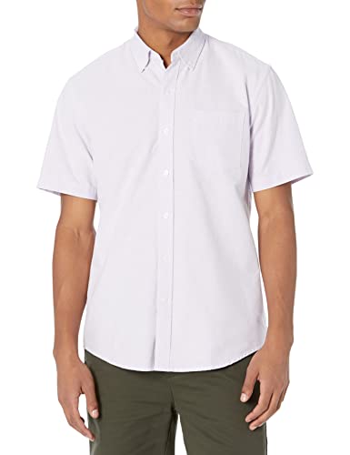 Amazon Essentials Men's Regular-Fit Short-Sleeve Pocket Oxford Shirt, Lavender, Small
