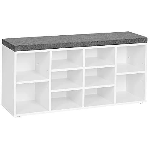 VASAGLE Shoe Bench with Cushion and Storage Compartments