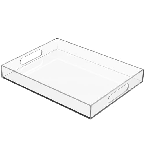 1 Pack Acrylic Serving Tray with Handles 12x16 Inch