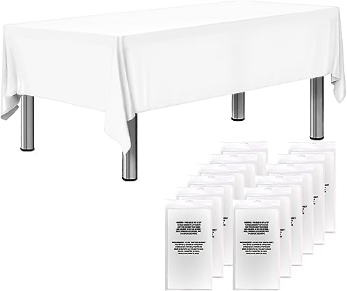 12 Pack Disposable Plastic Tablecloths for 8ft Tables