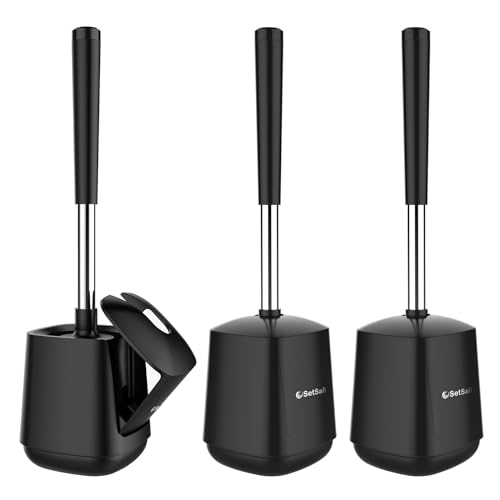 3 Pack SetSail Long Handle Toilet Brush and Holder