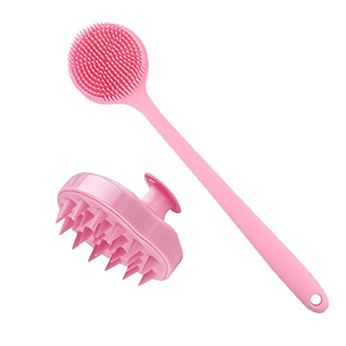 Silicone Body Scrubber and Long Handle Shower Brush