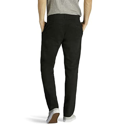 Lee Men's Extreme Motion Flat Front Slim Straight Pant Black 31W x 30L