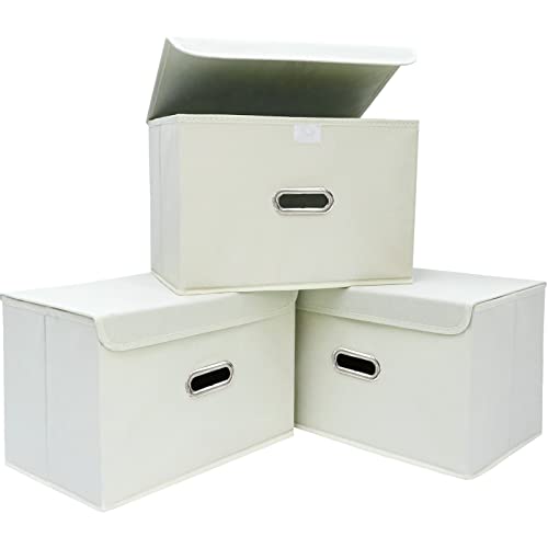 Linen Foldable Storage Bin with Lid and Divider