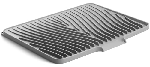 Silicone Inclined Dish Drying Mat with Drain Lip