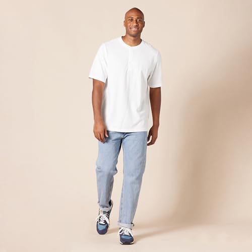 Amazon Essentials Men's Regular-Fit Short-Sleeve Pique Henley (Available in Big & Tall), Pack of 2, White, Small