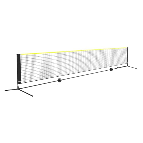 VEVOR Badminton Net, Height Adjustable Volleyball Net, 20ft Wide Foldable Pickleball Net, Portable Tennis Net Set with Poles, Stand, Bag, Rackets, Nylon Shuttlecocks, Kid Backyard Indoor Outdoor Use
