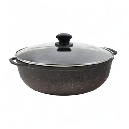 IMUSA 3.5qt Fuzion Cast Aluminum Bronze Speckled Nonstick Caldero with Glass Lid