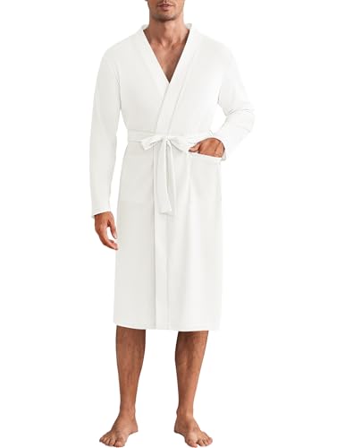 Men's Lightweight Waffle Knit Spa Bathrobe Kimono Robe