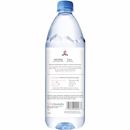 Evian Natural Spring Water, 1L, 12-Pack