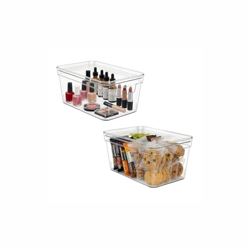 2 Pack Stackable Small Storage Bins with Lids