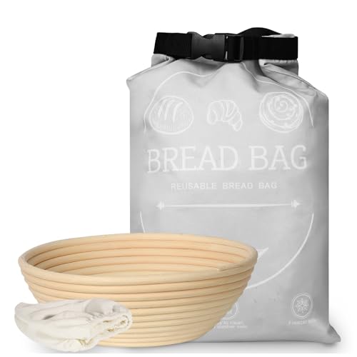 Sourdough Bread Proofing Basket 9 Inch with Reusable Bread Storage Bag