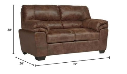 Ashley Bladen Faux Leather Loveseat, Brown
