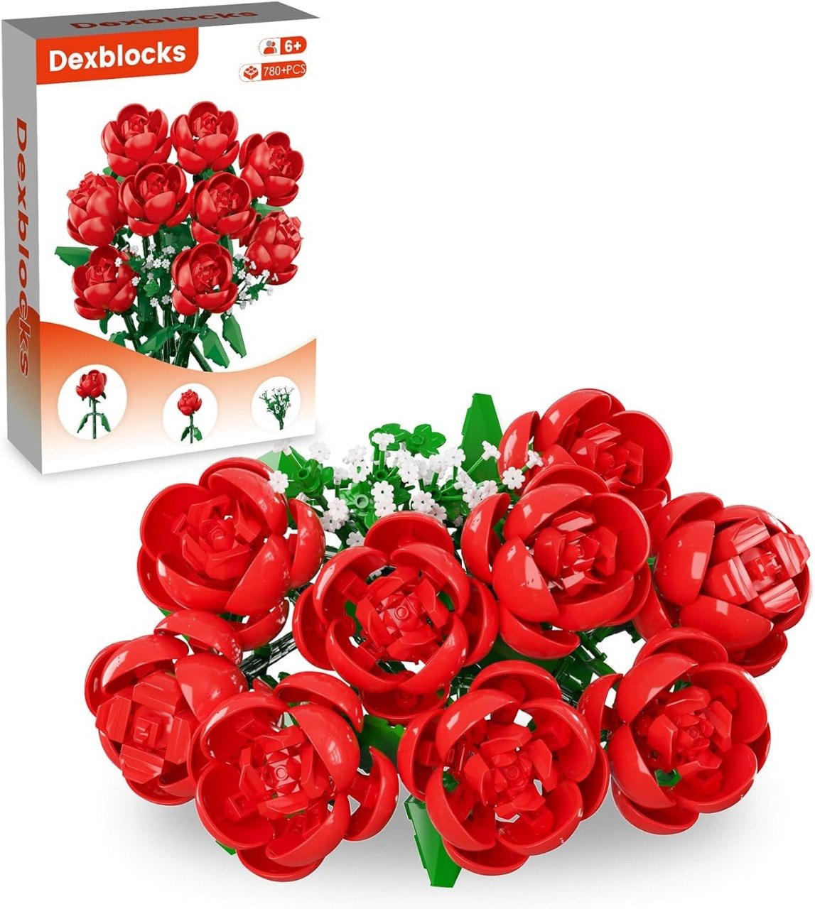 780 PCS Rose Building Flower Bouquet Kit