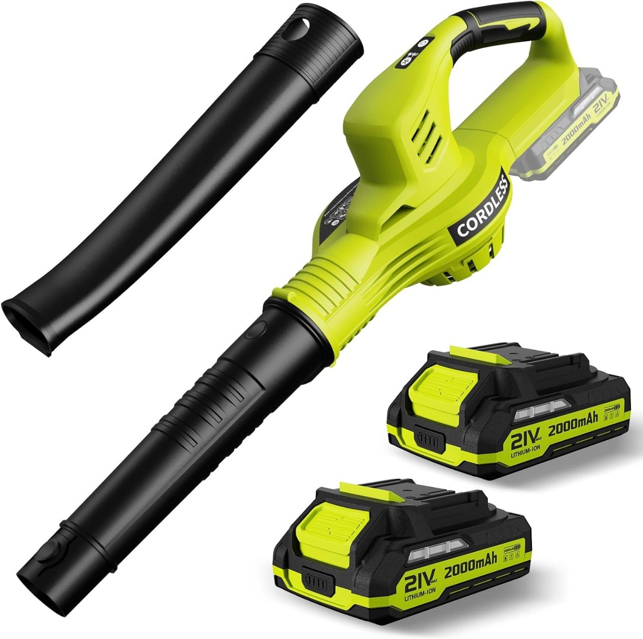 21V Cordless Leaf Blower with 2 Batteries