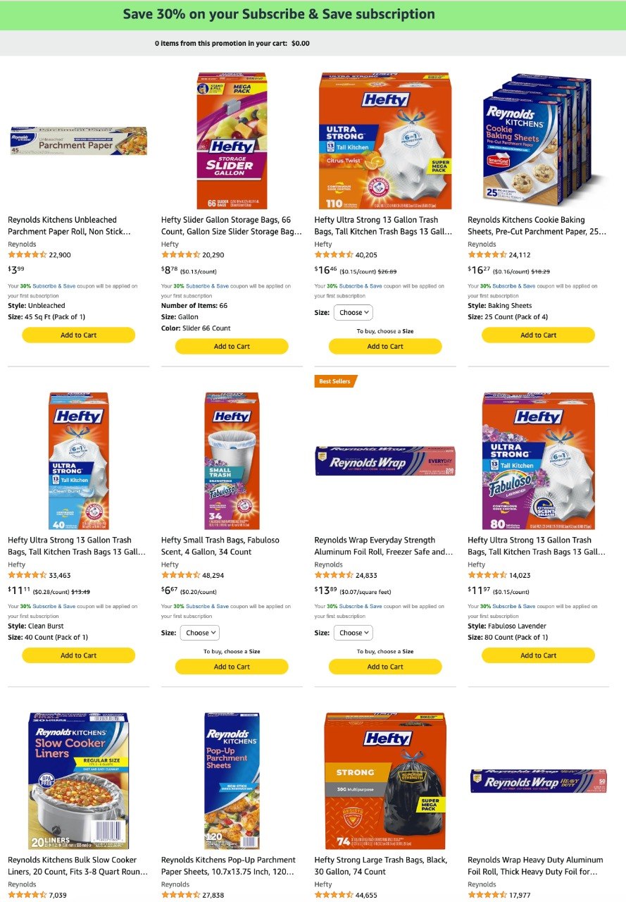 Hefty Reynolds Disposable Food Storage Bags and Wrap