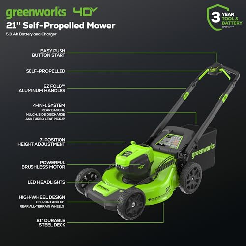 Greenworks 40V 21" Brushless Cordless (Self-Propelled) Lawn Mower