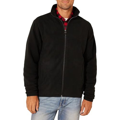 Amazon Essentials Men's Full-Zip Fleece Jacket-Discontinued Colors, Black, Small