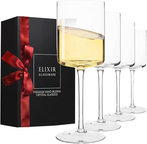 4 Pack Hand Blown Crystal Wine Glasses 14oz