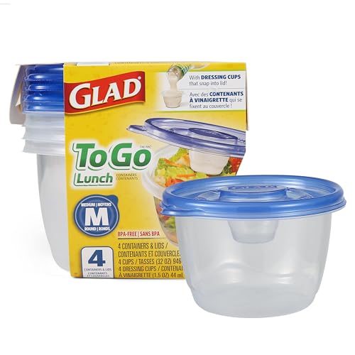 4 Pack Glad 32oz Food Storage Containers Round