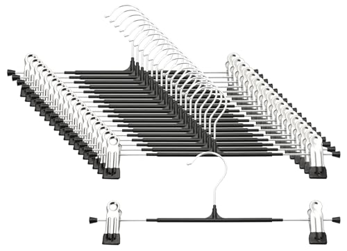 20 Pack Adjustable Non-Slip Pants Hangers with Clips