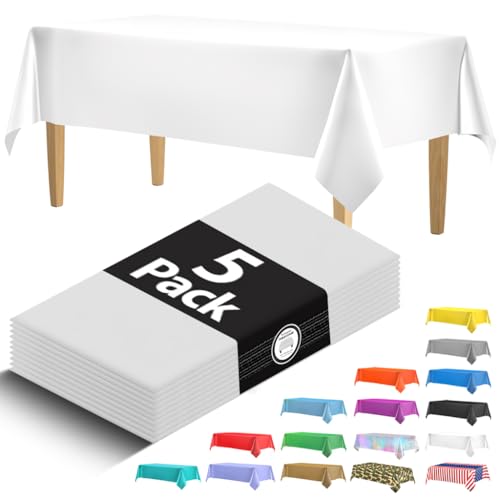 5 Pack Disposable Plastic Rectangle Tablecloths