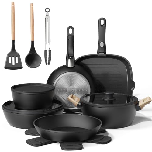 19 Piece Nonstick Ceramic Pots and Pans Set