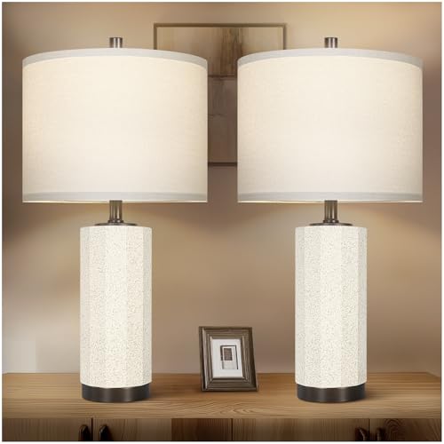 2 Pack Dimmable Ceramic Bedside Table Lamps