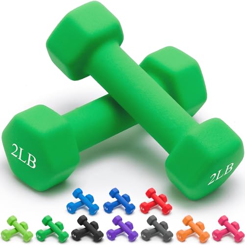 Set of 2 Neoprene Dumbbells, Anti-Slip Hex Shape
