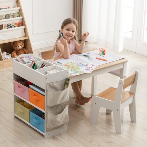 Kids Art Table and Chairs Set with Storage