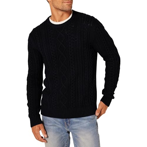 Amazon Essentials Men's 100% Cotton Cable Crewneck Sweater