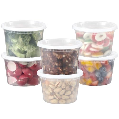 64 Set 16 oz Plastic Deli Containers with Lids