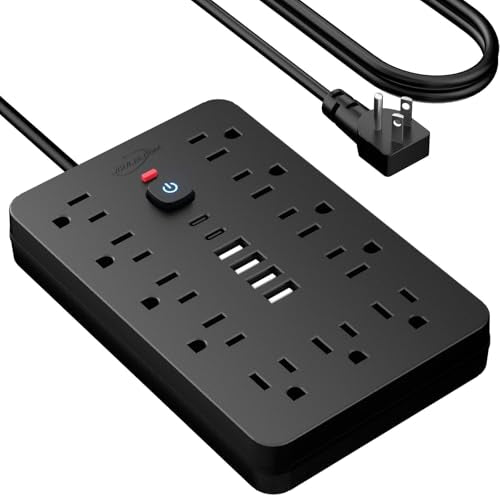 5FT Power Strip Surge Protector, 11 Outlets, 6 USB