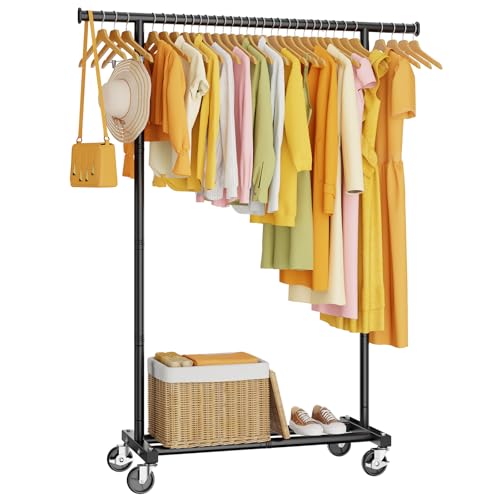 Rolling Metal Garment Rack Wardrobe Closet Organizer