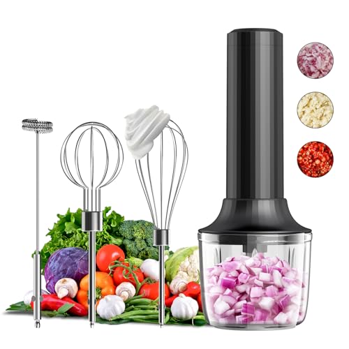 10oz Cordless Electric Hand Mixer, Milk Frother, Chopper