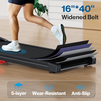 COZYINN Incline Walking Pad Treadmill: 2.5HP Under Desk Walking Pad for Home Office with 300lbs Capacity - Quiet Portable Treadmills with LED Screen Remote Control ZWIFT KINOMAP WELLFIT APP Control