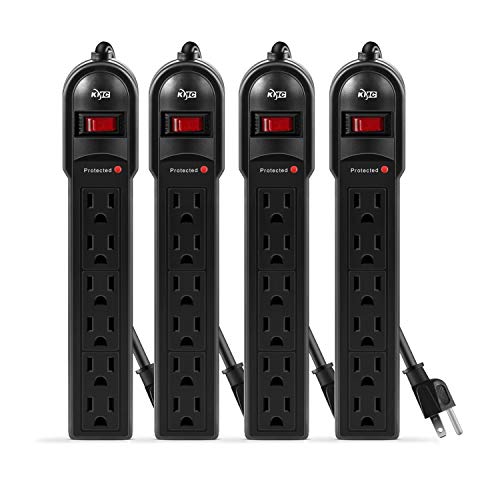 4 Pack KMC 6 Outlet Surge Protector Power Strip