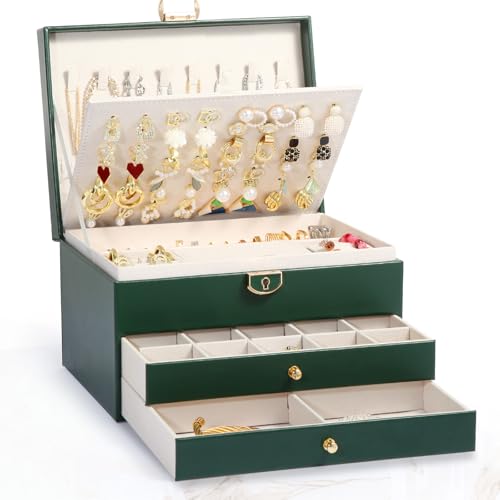 3-Layer Lockable Jewelry Box Organizer