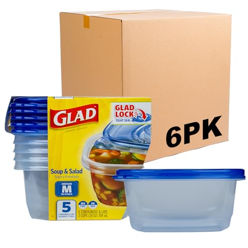 6 Pack Glad 5 Count Soup & Salad Containers